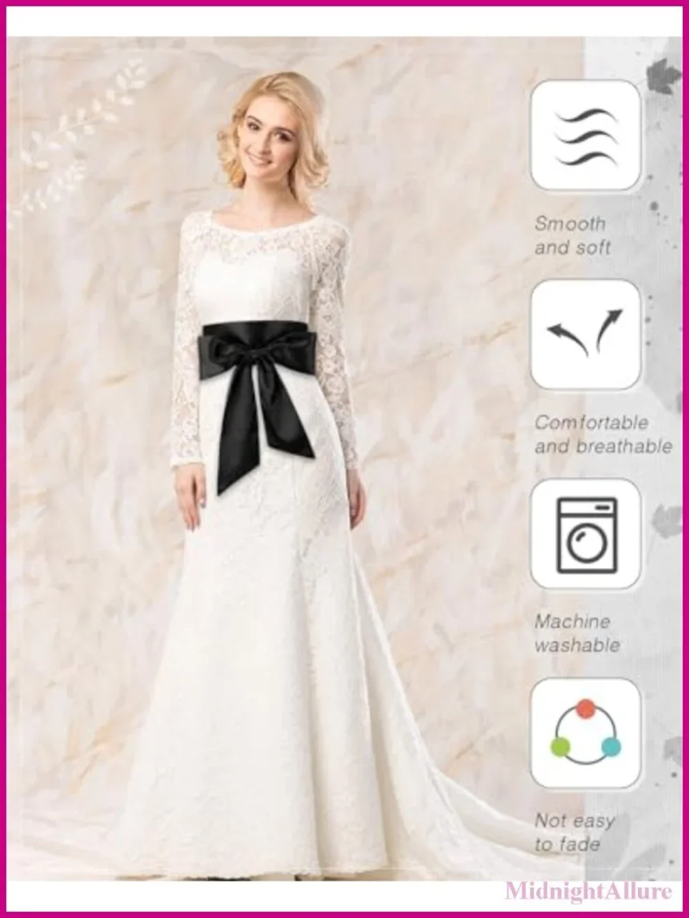 Satin Waist Belt for Dress Sash Tie Obi Belt Wedding Party Accessory